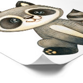 Waterverf Cute Raccoon Poster (Hoek)