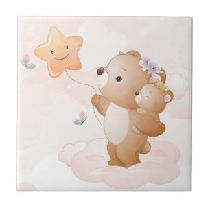 Waterverf Cute Rainbow Mouse Animal Art Ceramic T. Tegeltje