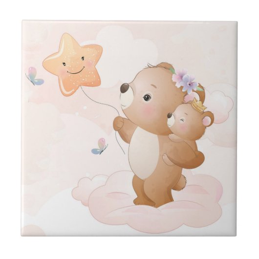 Waterverf Cute Rainbow Mouse Animal Art Ceramic T. Tegeltje (Voorkant)