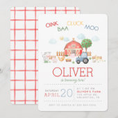 Waterverf Cute Red Barnyard Boerderij Animal Invit Kaart (Voorkant / Achterkant)