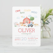 Waterverf Cute Red Barnyard Boerderij Animal Invit Kaart (Staand voorkant)