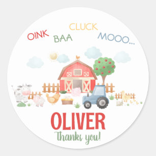 Waterverf Cute Red Barnyard Boerderij Animal Ronde Sticker