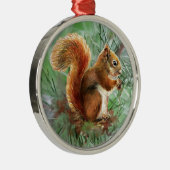 Waterverf Cute Red Squirrel Animal Natuur Art Metalen Ornament (Rechts)