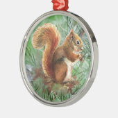 Waterverf Cute Red Squirrel Animal Natuur Art Metalen Ornament (Links)