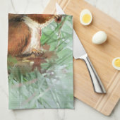 Waterverf Cute Red Squirrel Animal Natuur Art Theedoek (Quarter Fold)