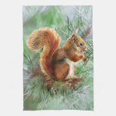 Waterverf Cute Red Squirrel Animal Natuur Art Theedoek (Verticaal)