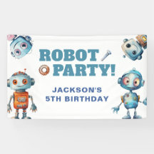 Waterverf Cute Robot Verjaardag