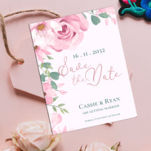 Waterverf Cute Roze Bloemige Trouw Save the Date