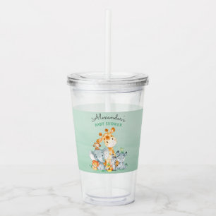 Waterverf Cute Safari Oerwoud Animals Baby shower Acryl Drinkbeker