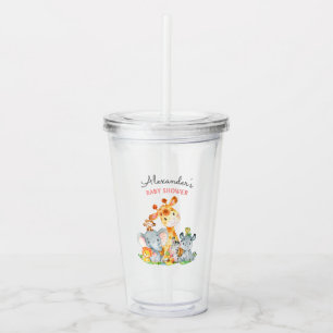 Waterverf Cute Safari Oerwoud Animals Baby shower Acryl Drinkbeker