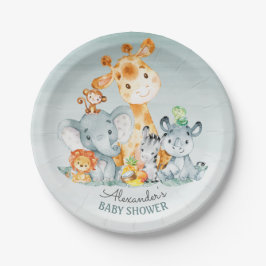 Waterverf Cute Safari Oerwoud Animals Baby shower Papieren Bordje
