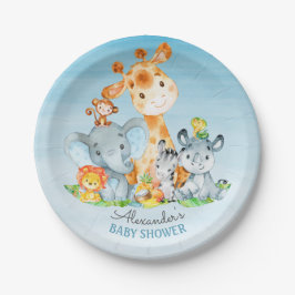 Waterverf Cute Safari Oerwoud Animals Baby shower Papieren Bordje