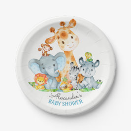 Waterverf Cute Safari Oerwoud Animals Baby shower Papieren Bordje