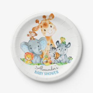 Waterverf Cute Safari Oerwoud Animals Baby shower Papieren Bordje