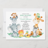 Waterverf Cute Safari Oerwoud Baby shower Kaart (Voorkant)