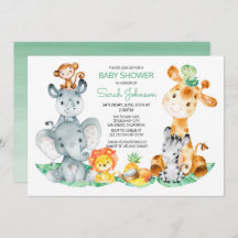 Waterverf Cute Safari Oerwoud Baby shower