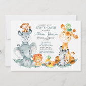 Waterverf Cute Safari Oerwoud Baby shower Kaart (Voorkant)