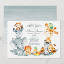 Waterverf Cute Safari Oerwoud Baby shower