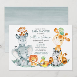 Waterverf Cute Safari Oerwoud Baby shower Kaart