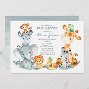 Waterverf Cute Safari Oerwoud Baby shower Kaart