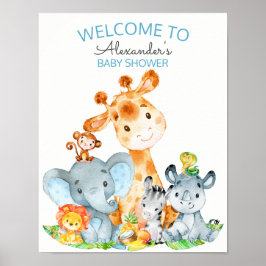 Waterverf Cute Safari Oerwoud Baby shower Poster