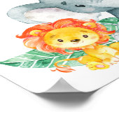 Waterverf Cute Safari Oerwoud Baby shower Poster (Hoek)
