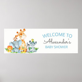 Waterverf Cute Safari Oerwoud Baby shower Poster