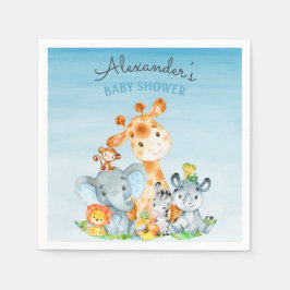 Waterverf Cute Safari Oerwoud Baby shower Servet