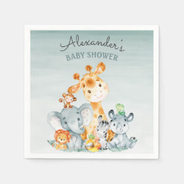 Waterverf Cute Safari Oerwoud Baby shower Servet
