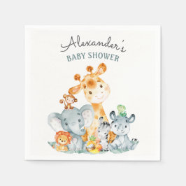 Waterverf Cute Safari Oerwoud Baby shower Servet