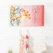 Waterverf Cute Safari Oerwoud Baby shower Spandoek (Insitu)