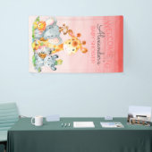 Waterverf Cute Safari Oerwoud Baby shower Spandoek (Beurs)