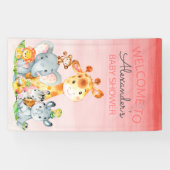 Waterverf Cute Safari Oerwoud Baby shower Spandoek (Horizontaal)