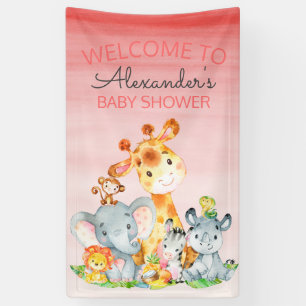 Waterverf Cute Safari Oerwoud Baby shower Spandoek