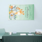 Waterverf Cute Safari Oerwoud Baby shower Spandoek (Beurs)