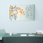 Waterverf Cute Safari Oerwoud Baby shower Spandoek (Beurs)