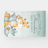 Waterverf Cute Safari Oerwoud Baby shower Spandoek (Horizontaal)