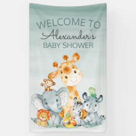 Waterverf Cute Safari Oerwoud Baby shower Spandoek