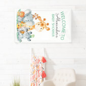 Waterverf Cute Safari Oerwoud Baby shower Spandoek (Insitu)