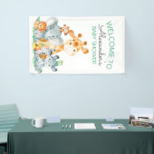 Waterverf Cute Safari Oerwoud Baby shower Spandoek (Beurs)