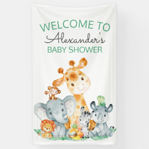 Waterverf Cute Safari Oerwoud Baby shower Spandoek