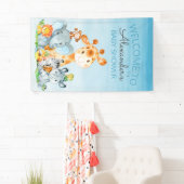 Waterverf Cute Safari Oerwoud Baby shower Spandoek (Insitu)