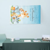 Waterverf Cute Safari Oerwoud Baby shower Spandoek (Beurs)