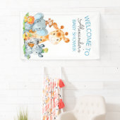 Waterverf Cute Safari Oerwoud Baby shower Spandoek (Insitu)