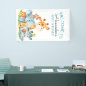 Waterverf Cute Safari Oerwoud Baby shower Spandoek (Beurs)