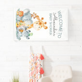 Waterverf Cute Safari Oerwoud Baby shower Spandoek (Insitu)