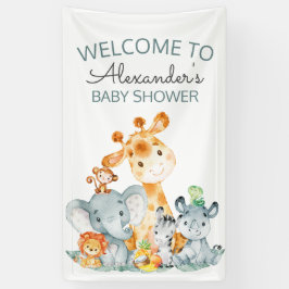 Waterverf Cute Safari Oerwoud Baby shower Spandoek