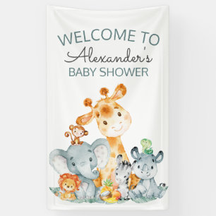 Waterverf Cute Safari Oerwoud Baby shower Spandoek