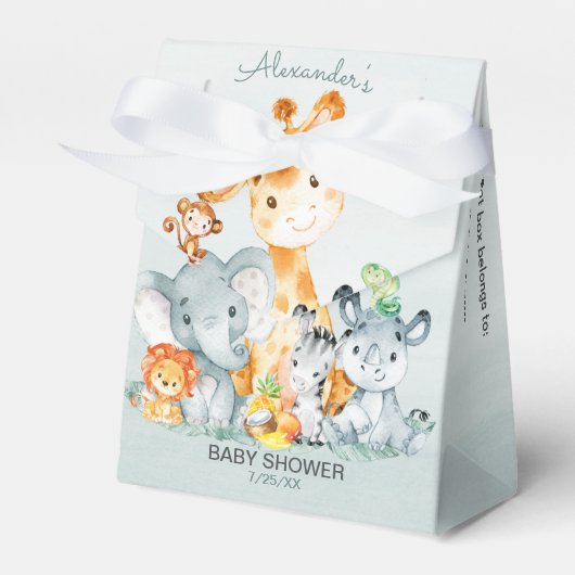 Waterverf Cute Safari Oerwoud Girl Baby shower Bedankdoosjes (Voorkant Zijde)