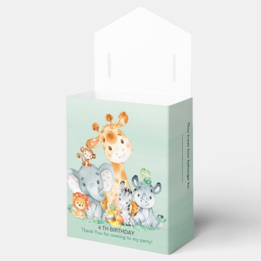 Waterverf Cute Safari Oerwoud Girl Birthday Bedankdoosjes (Geopend)